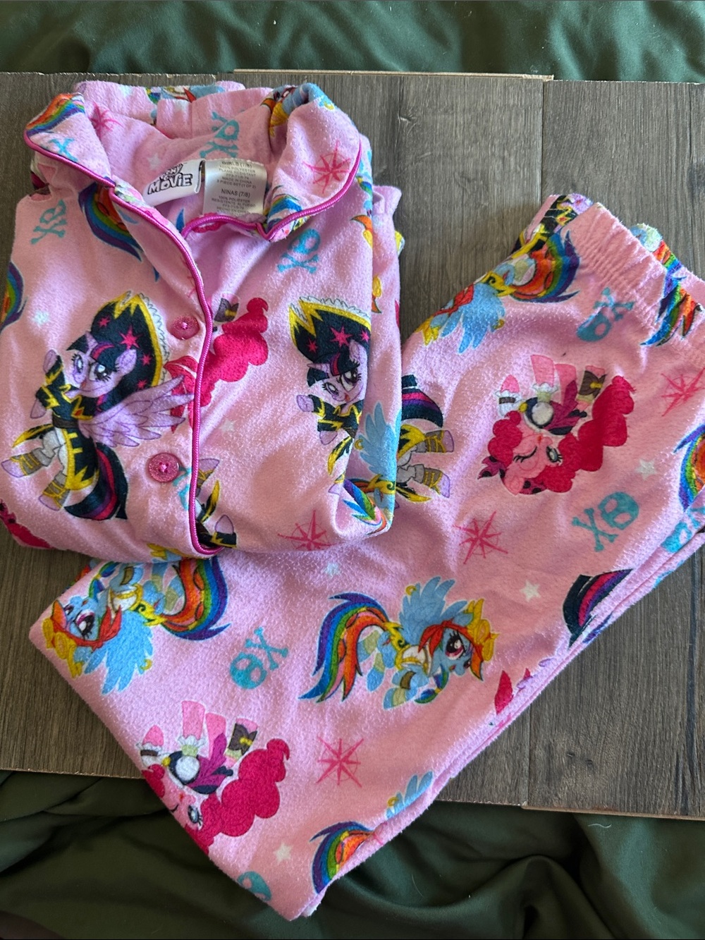 My Little Pony Pink Fleece Pajama Set with Rainbow Ponies